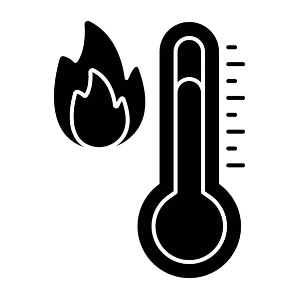 Ícone Temperatura Fogo Design Sólido — Vetor de Stock