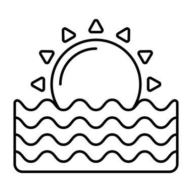 Okyanus günbatımının mükemmel tasarım simgesi. 