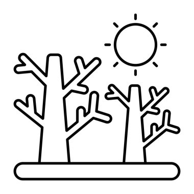 Beyaz arkaplanda izole edilmiş bir kuraklık simgesi 