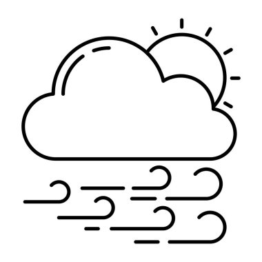 Rüzgarlı bulutun düzenlenebilir tasarım simgesi 