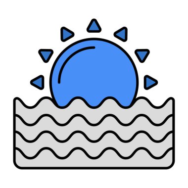 Okyanus günbatımının mükemmel tasarım simgesi. 