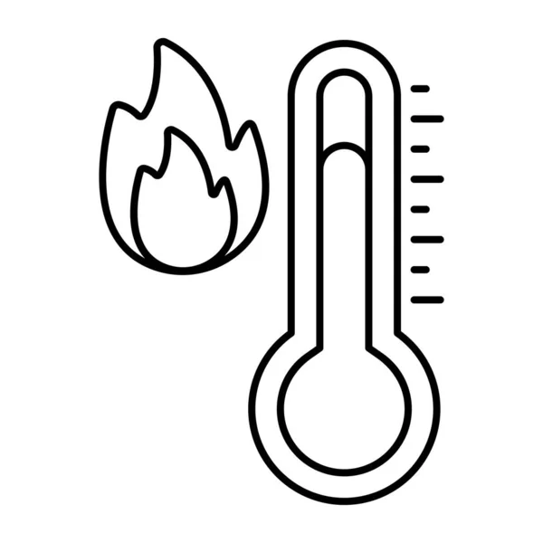 Ícone Temperatura Fogo Design Linear — Vetor de Stock