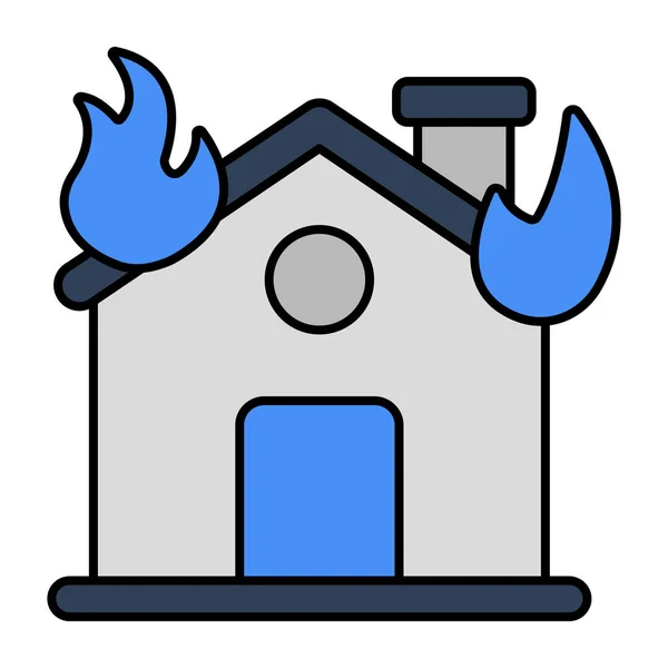 家の火災 フラットアイコンのベクトルデザイン — ストックベクタ