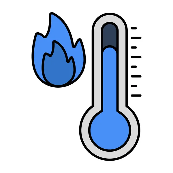 Feuertemperatur Ikone Flachen Design — Stockvektor