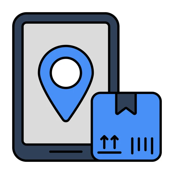 Ідеальна Піктограма Дизайну Мобільного Місця Розташування Посилки — стоковий вектор