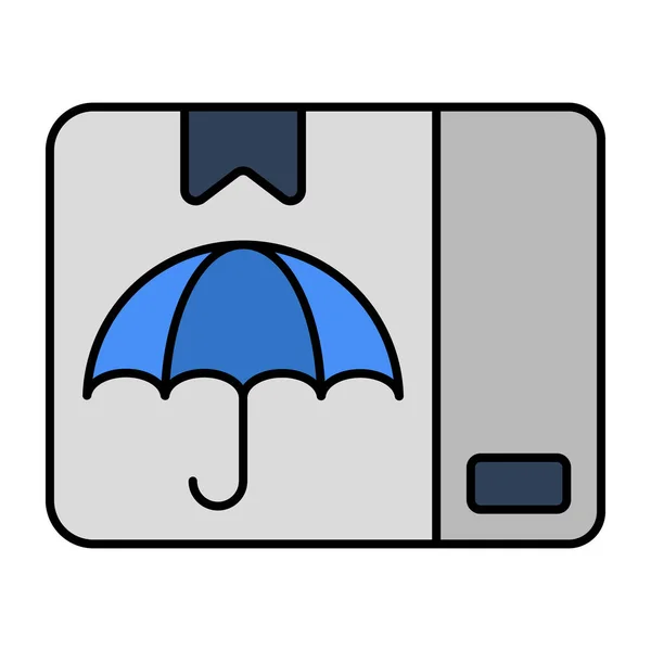 Box Umbrella Icon Parcel Insurance — Vetor de Stock