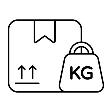 Conceptual flat design icon of parcel weighing