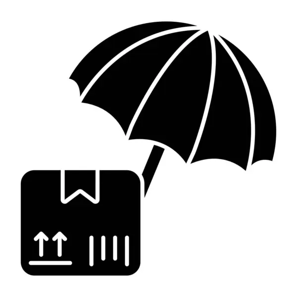 Box Umbrella Icon Parcel Insurance — Stock Vector