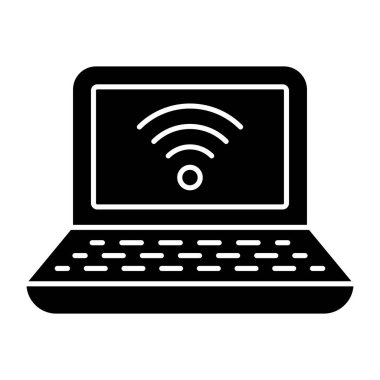 Bağlı dizüstü bilgisayarın eşsiz tasarım simgesi 