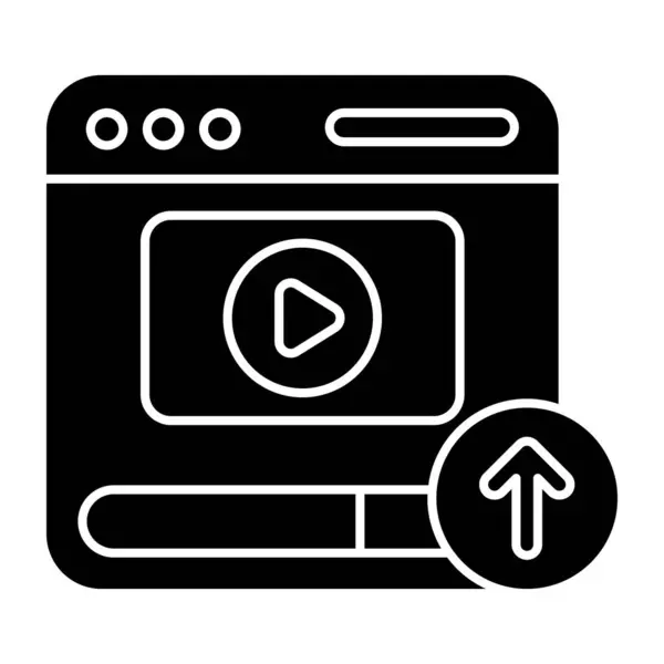 Diseño Icono Subida Vídeo Web — Vector de stock