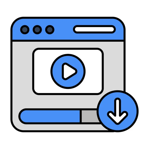 Icono Diseño Descarga Vídeo Web — Vector de stock