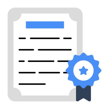 Derece, diploma, sertifika, tapu, kimlik, belge, simge, vektör, düz, doktor, rozet