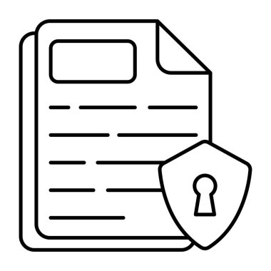 Güvenli dosya kavramını simgeleyen kağıt içeren kalkan 