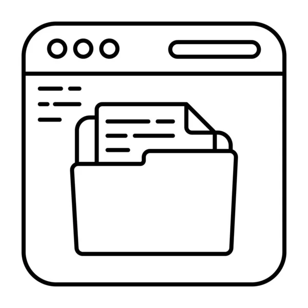 Icône Dossier Web Dans Conception Linéaire Isolé Sur Fond Blanc — Image vectorielle