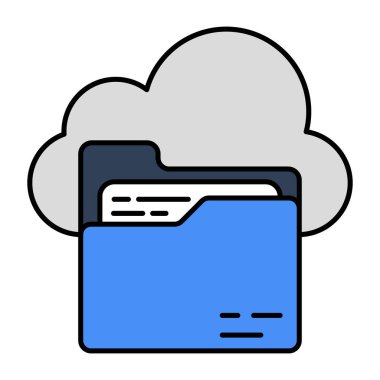 Bulut dizininin vektör tasarımı, düz simge 