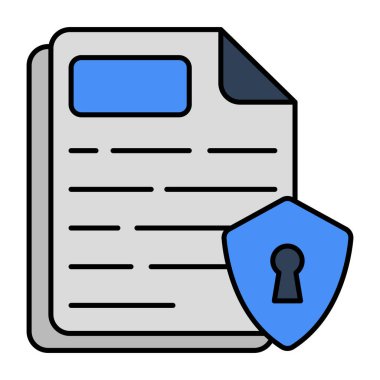 Güvenli dosya kavramını simgeleyen kağıt içeren kalkan 