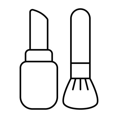 Makyaj aksesuarları kavramını simgeleyen ruj sürme fırçasında kızarma 