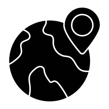 Küresel konum simgesi kavramına sahip iğne 