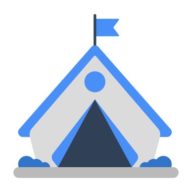 A flat design icon of camp