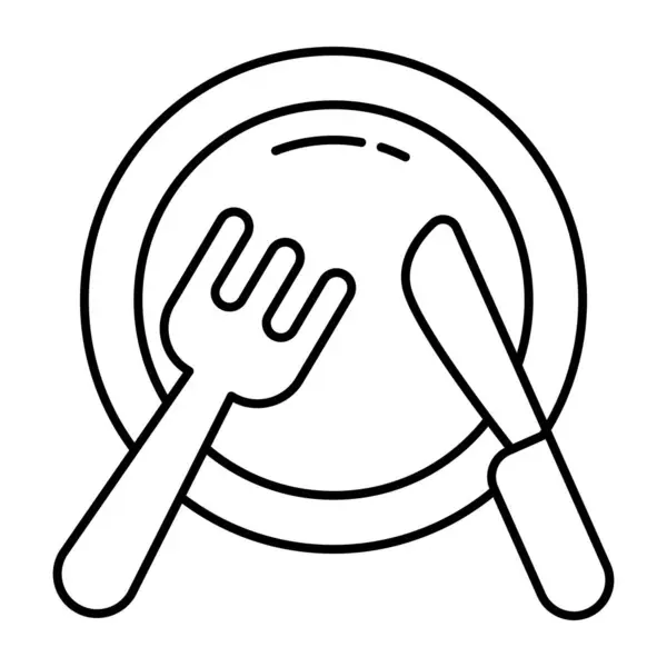 Вилка Ножем Тарілкою Концепція Значка Посуду — стоковий вектор