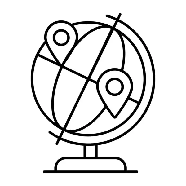 Icono Diseño Lineal Conceptual Del Globo Mapa — Vector de stock