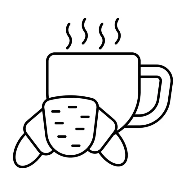 Teacup Κρουασάν Εικόνα Του Πρωινού — Διανυσματικό Αρχείο