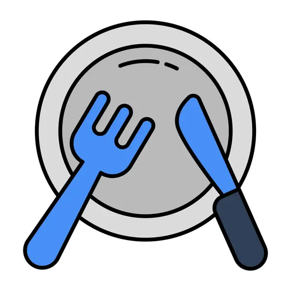 Fork Knife Plate Concept Tableware Icon — Wektor stockowy