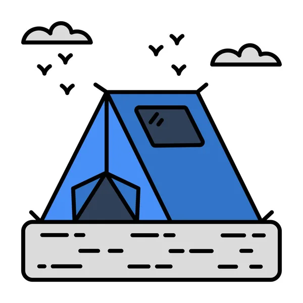 キャンプのフラットデザインのアイコン — ストックベクタ