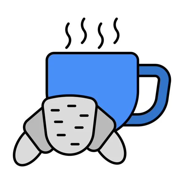 Чай Круасаном Ікона Сніданку — стоковий вектор