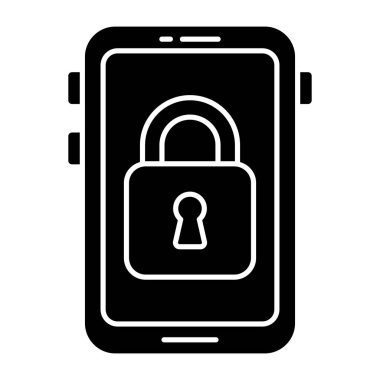 Mobil güvenliğin kavramsal katı tasarım simgesi