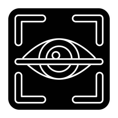 A colored design icon of iris recognition