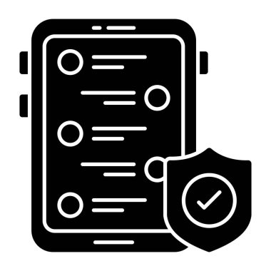 Mobil güvenliğin kavramsal katı tasarım simgesi 