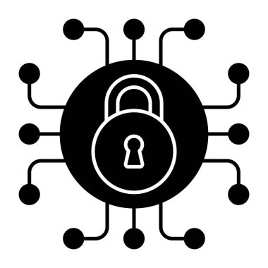 Şifreleme için sağlam bir tasarım simgesi, düğümlü asma kilit 
