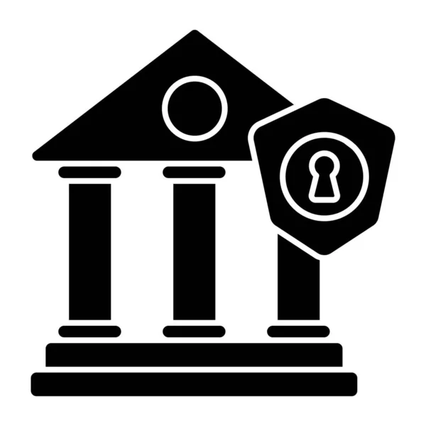 Edificio Columnas Con Escudo Que Denota Concepto Seguridad Bancaria — Archivo Imágenes Vectoriales