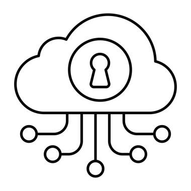 Bulut ağ güvenliğinin kavramsal doğrusal tasarım simgesi