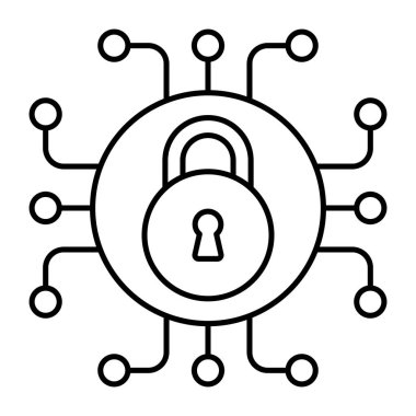 Şifrelemenin doğrusal tasarım simgesi, düğümlü asma kilit 