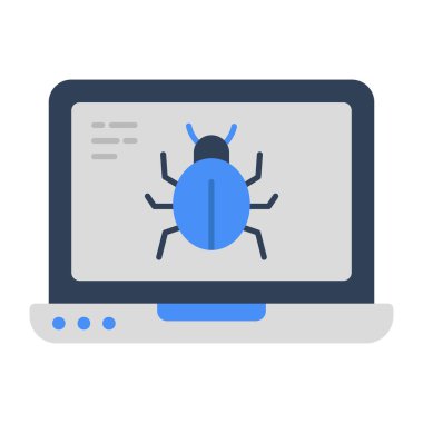 Virüslü dizüstü bilgisayarın düz tasarım simgesi 