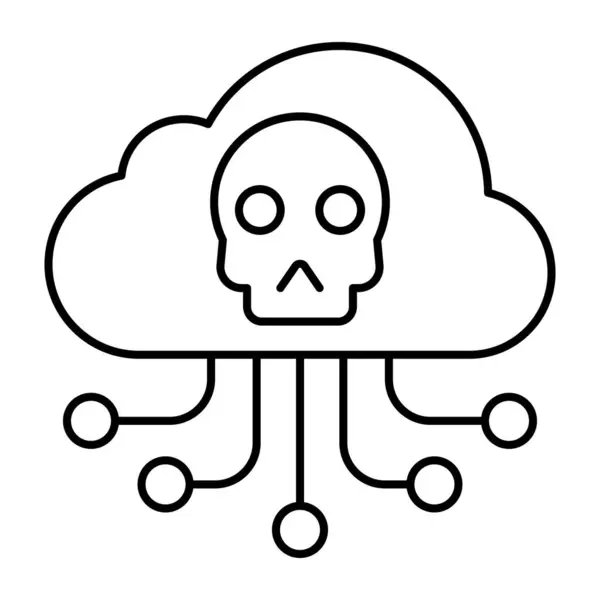 Crânio Com Nuvem Mostrando Ícone Hacking Nuvem — Vetor de Stock