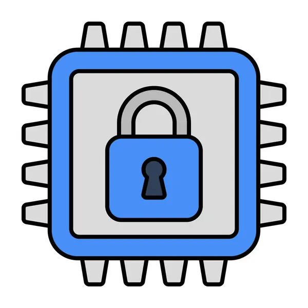 Premium Download Icon Secure Microchip — Vettoriale Stock