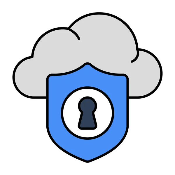 Koncepční Plochý Design Ikony Cloudové Bezpečnosti — Stockový vektor