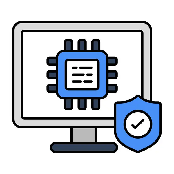 Premium Download Icon Secure Microchip — Stock Vector