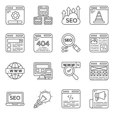 Burada bir seo ikon koleksiyonu var. Bu simgeler UI tasarımı, web tasarımı, sunum slaytları, iniş sayfaları, başlık resimleri ve diğerleri için mükemmeldir.