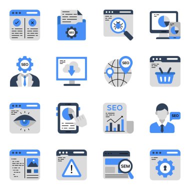 Here is a collection of seo icons. This seo icons are perfect for UI design, web design, presentation slides, landing pages, header images, and others clipart