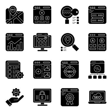 Burada bir seo ikon koleksiyonu var. Bu simgeler UI tasarımı, web tasarımı, sunum slaytları, iniş sayfaları, başlık resimleri ve diğerleri için mükemmeldir.