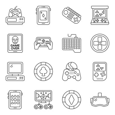 Yumuşak stilde oyun ikonları. Tamamen düzenlenebilir, ölçeklenebilir vektörler. Her bir simge aynı görsel olarak tutarlı, yüksek kalite tasarım tarzıyla tasarlanmıştır. İndirmenin tadını çıkar.