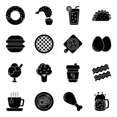 Şu yemek ikonlarına bak. Bu setteki tüm simgeler lezzetli yemek temasını akılda tutmak için tasarlanmıştır. Yaklaşan projeleriniz için bu düz simgeleri indirin.