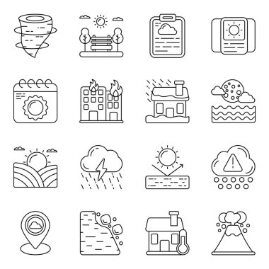 Hava simgeleri burada değiştirilebilir kalitede. Harika bir set havayla ya da doğayla ilgili projelerde kullanılabilir, ya da şirket logo setlerinde bile kullanışlı olabilir..