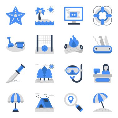 Bu seyahat simgelerini yakalayabilmeniz için çok çeşitli düzenlenebilir vektörleri kapsayacak şekilde ayarlayın. Tut ve projene göre kullan. Mutlu Tasarım.