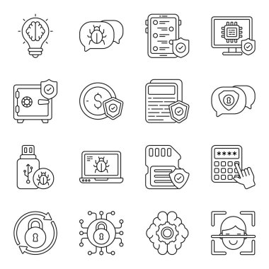 Bir dizi güvenlik simgesi. Bu simgeler tamamen düzenlenebilir, böylece vuruşu düzenleyebilir, yeniden boyutlandırabilir ya da rengini değiştirebilirsiniz. Mutlu indirmeler.