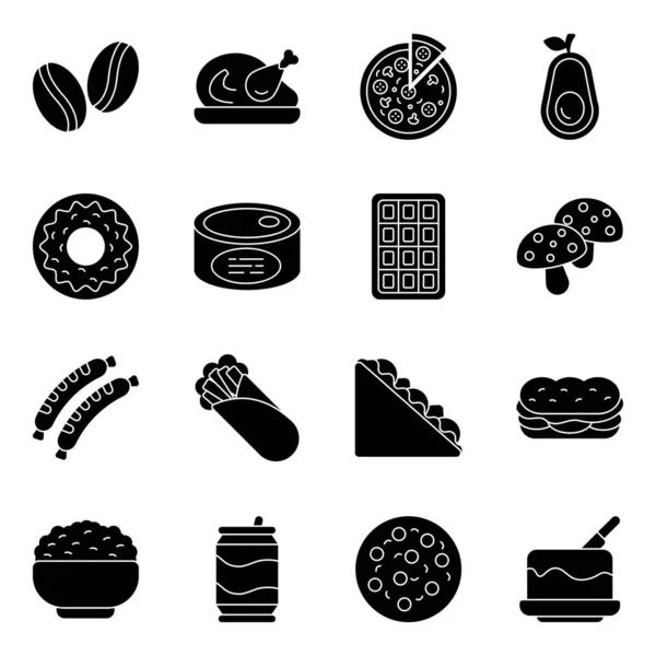 Echa Vistazo Este Conjunto Iconos Alimentos Todos Los Iconos Este — Archivo Imágenes Vectoriales
